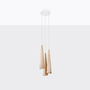 Hanglampen Ravo Scandinavisch van  – 3 lichtbronnen 4000K – L.20 x H.120 cm – natuurlijk hout