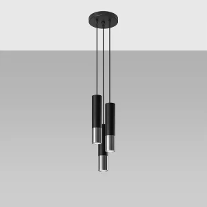 Hanglampen Zarpex modern van – 3 lichtbronnen 4000K – L.20 x H.90 cm – zwart/chroom Hanglampen Zarpex modern van – 3 lichtbronnen 4000K – L.20 x H.90 cm – zwart/chroom