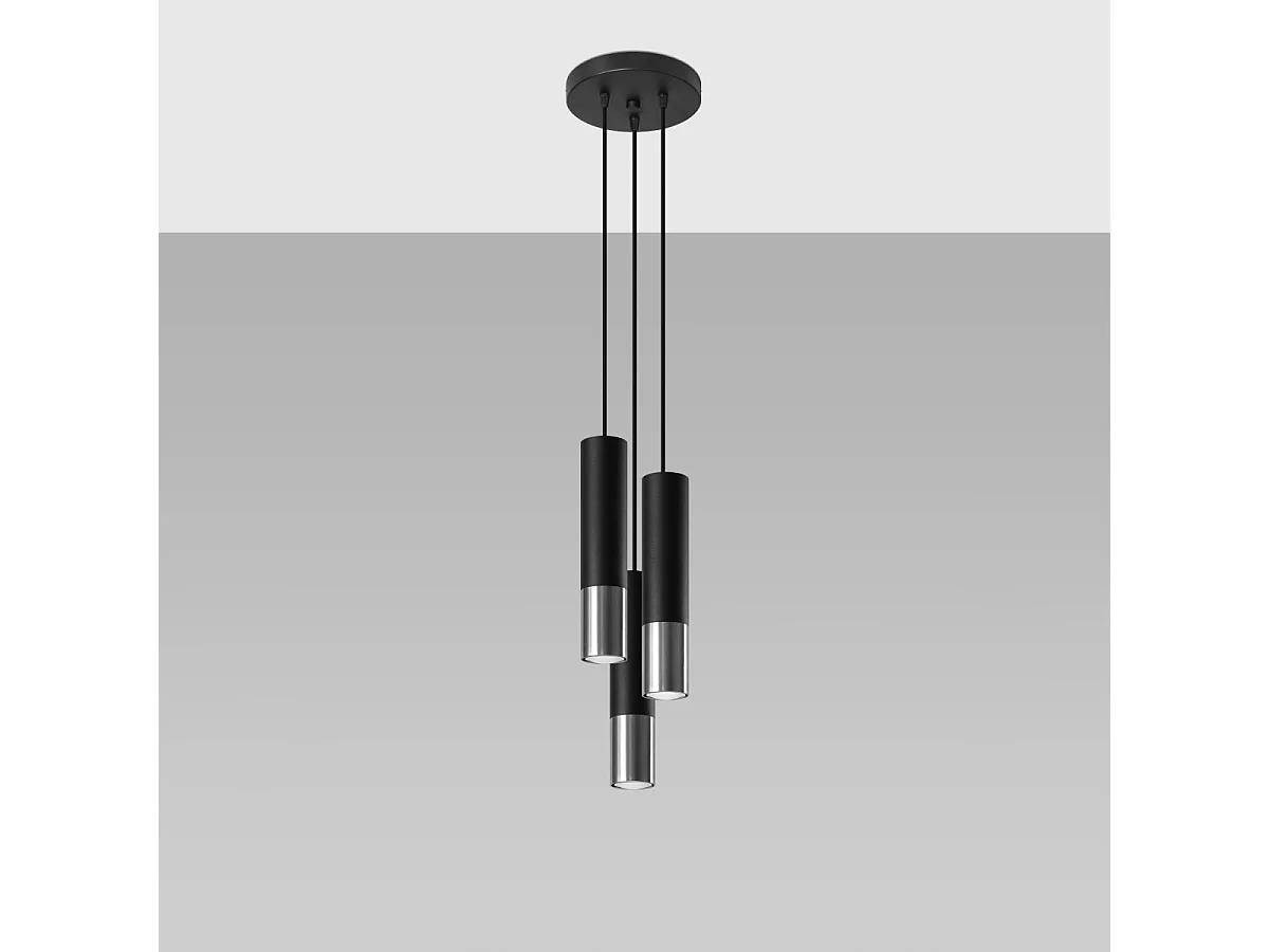 Hanglampen Zarpex modern van - 3 lichtbronnen 4000K - L.20 x H.90 cm - zwart/chroom