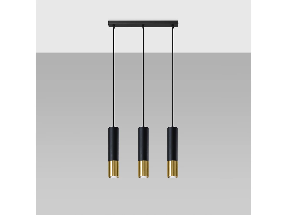 Hanglampen Zarpex modern van - 3 lichtbronnen 4000K - L.45 x H.90 cm - zwart goud