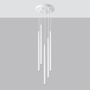 Hanglampen Brill modern van  – 5 lichtbronnen 4000K – L.25 x H.110 cm – wit