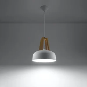 Hanglampen Solivo modern van – 1 lichtbronnen 3000K – L.30 x H.85 cm – wit/natuurlijk hout Hanglampen Solivo modern van – 1 lichtbronnen 3000K – L.30 x H.85 cm – wit/natuurlijk hout