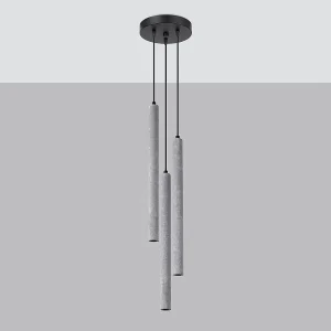 Hanglampen Brill modern van  – 3 lichtbronnen 4000K – L.19,5 x H.115 cm – grijs