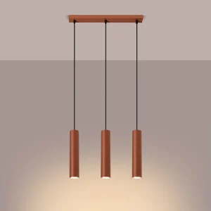 Hanglamp Toris zolder van  – 3 lichtbronnen 3000K – L.45 x H.98 cm – rode oker