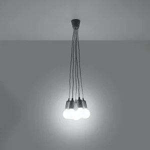 Hanglampen Astis modern van – 5 lichtbronnen 3000K – L.25 x H.90 cm – grijs Hanglampen Astis modern van – 5 lichtbronnen 3000K – L.25 x H.90 cm – grijs