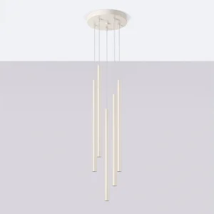 Hanglamp Brill modern van – 5 lichtbronnen 4000K – L.25 x H.104 cm – beige Hanglamp Brill modern van – 5 lichtbronnen 4000K – L.25 x H.104 cm – beige