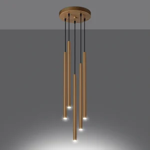 Hanglampen Brill modern van  – 5 lichtbronnen 3000K – L.25 x H.110 cm – gouden