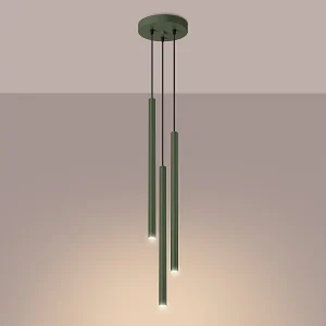 Hanglamp Brill modern van – 3 lichtbronnen 3000K – L.19,5 x H.104 cm – olijfgroen Hanglamp Brill modern van – 3 lichtbronnen 3000K – L.19,5 x H.104 cm – olijfgroen