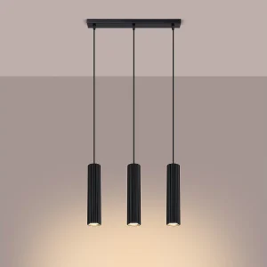 Hanglamp Gloow minimalistisch van – 3 lichtbronnen 3000K – L.45 x H.98 cm – zwart Hanglamp Gloow minimalistisch van – 3 lichtbronnen 3000K – L.45 x H.98 cm – zwart