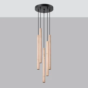 Hanglampen Brill modern van  – 5 lichtbronnen 4000K – L.25 x H.110 cm – hout