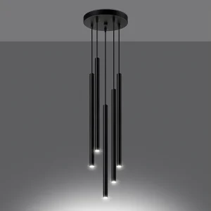 Hanglampen Brill modern van  – 5 lichtbronnen 3000K – L.25 x H.110 cm – zwart