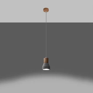 Hanglampen Polaric modern van – 1 lichtbronnen 3000K – L.10 x H.120 cm – grijs/natuurlijk hout Hanglampen Polaric modern van – 1 lichtbronnen 3000K – L.10 x H.120 cm – grijs/natuurlijk hout