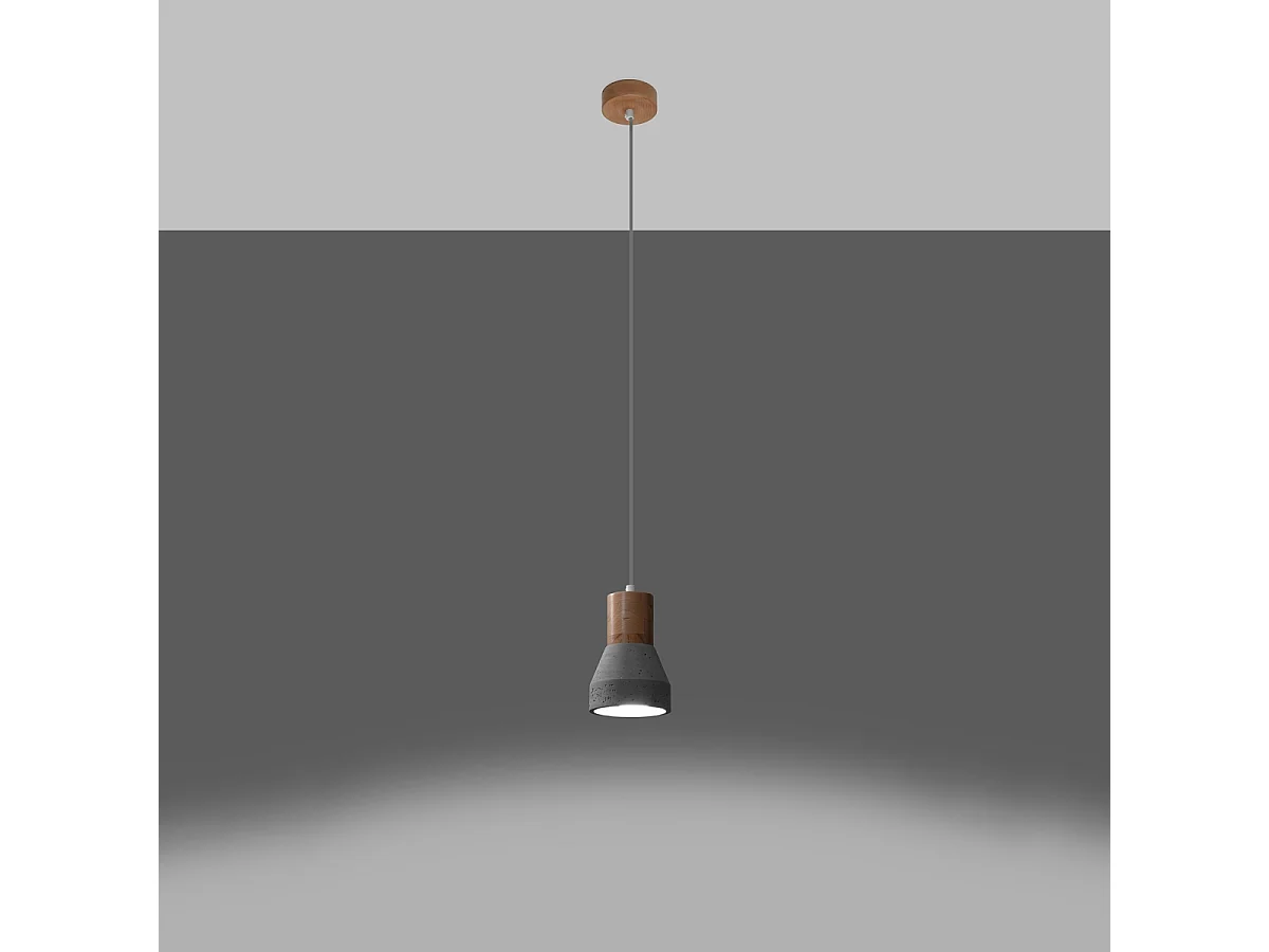 Hanglampen Polaric modern van - 1 lichtbronnen 3000K - L.10 x H.120 cm - grijs/natuurlijk hout