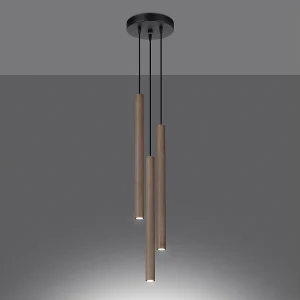 Hanglampen Brill modern van  – 3 lichtbronnen 3000K – L.19,5 x H.115 cm – hout