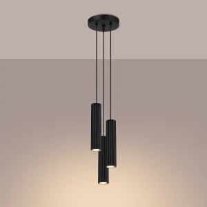Hanglamp Gloow minimalistisch van – 3 lichtbronnen 3000K – L.19,5 x H.108 cm – zwart Hanglamp Gloow minimalistisch van – 3 lichtbronnen 3000K – L.19,5 x H.108 cm – zwart
