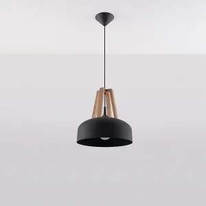 Hanglampen Solivo modern van – 1 lichtbronnen 4000K – L.30 x H.85 cm – zwart/natuurlijk hout Hanglampen Solivo modern van – 1 lichtbronnen 4000K – L.30 x H.85 cm – zwart/natuurlijk hout
