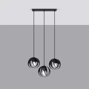 Hanglampen Brive modern van  – 3 lichtbronnen 4000K – L.50 x H.117 cm – zwart