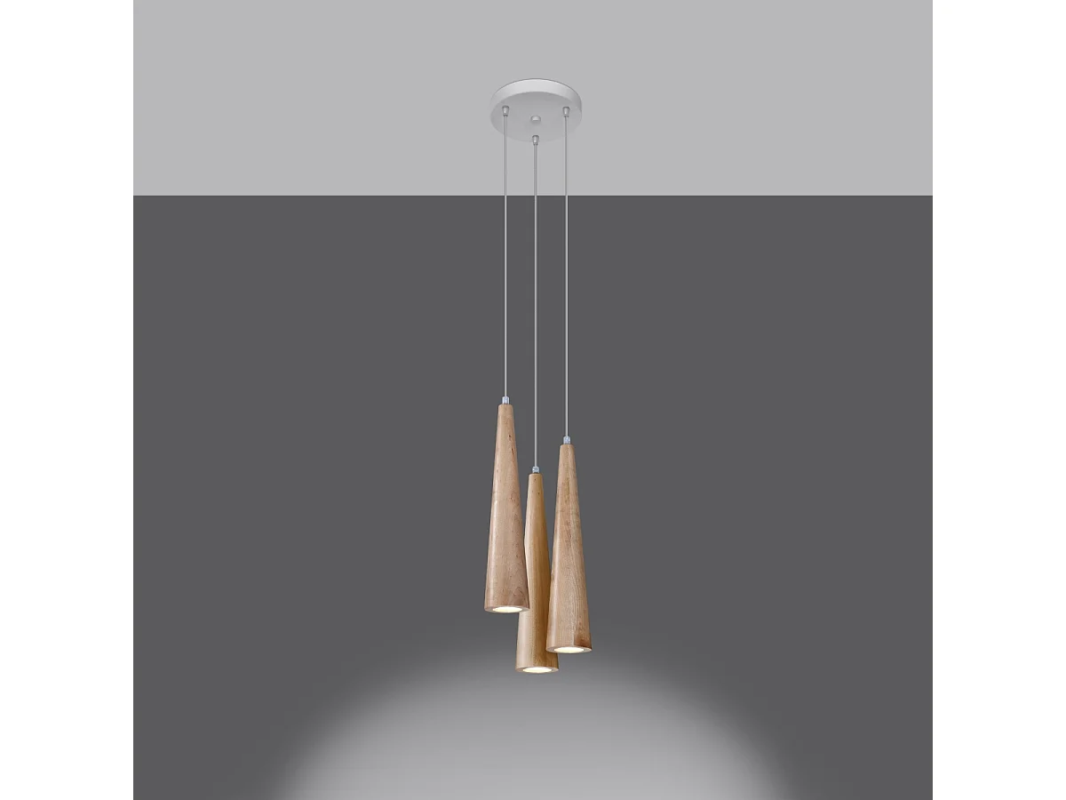 Hanglampen Ravo Scandinavisch van - 3 lichtbronnen 3000K - L.20 x H.120 cm - natuurlijk hout