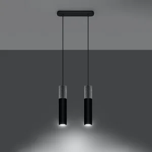 Hanglampen Lume modern van – 2 lichtbronnen 3000K – L.30 x H.90 cm – zwart grijs Hanglampen Lume modern van – 2 lichtbronnen 3000K – L.30 x H.90 cm – zwart grijs