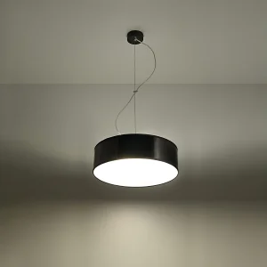 Hanglampen Cercle minimalistisch van  – 2 lichtbronnen 3000K – L.35 x H.111 cm – zwart