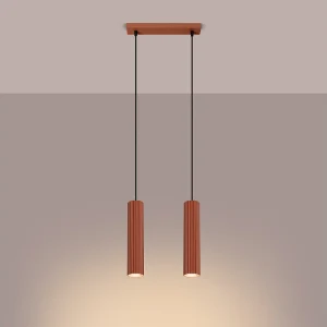 Hanglamp Gloow minimalistisch van – 2 lichtbronnen 3000K – L.30 x H.90 cm – rode oker Hanglamp Gloow minimalistisch van – 2 lichtbronnen 3000K – L.30 x H.90 cm – rode oker