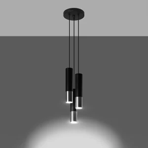 Hanglampen Zarpex modern van – 3 lichtbronnen 3000K – L.20 x H.90 cm – zwart/chroom Hanglampen Zarpex modern van – 3 lichtbronnen 3000K – L.20 x H.90 cm – zwart/chroom