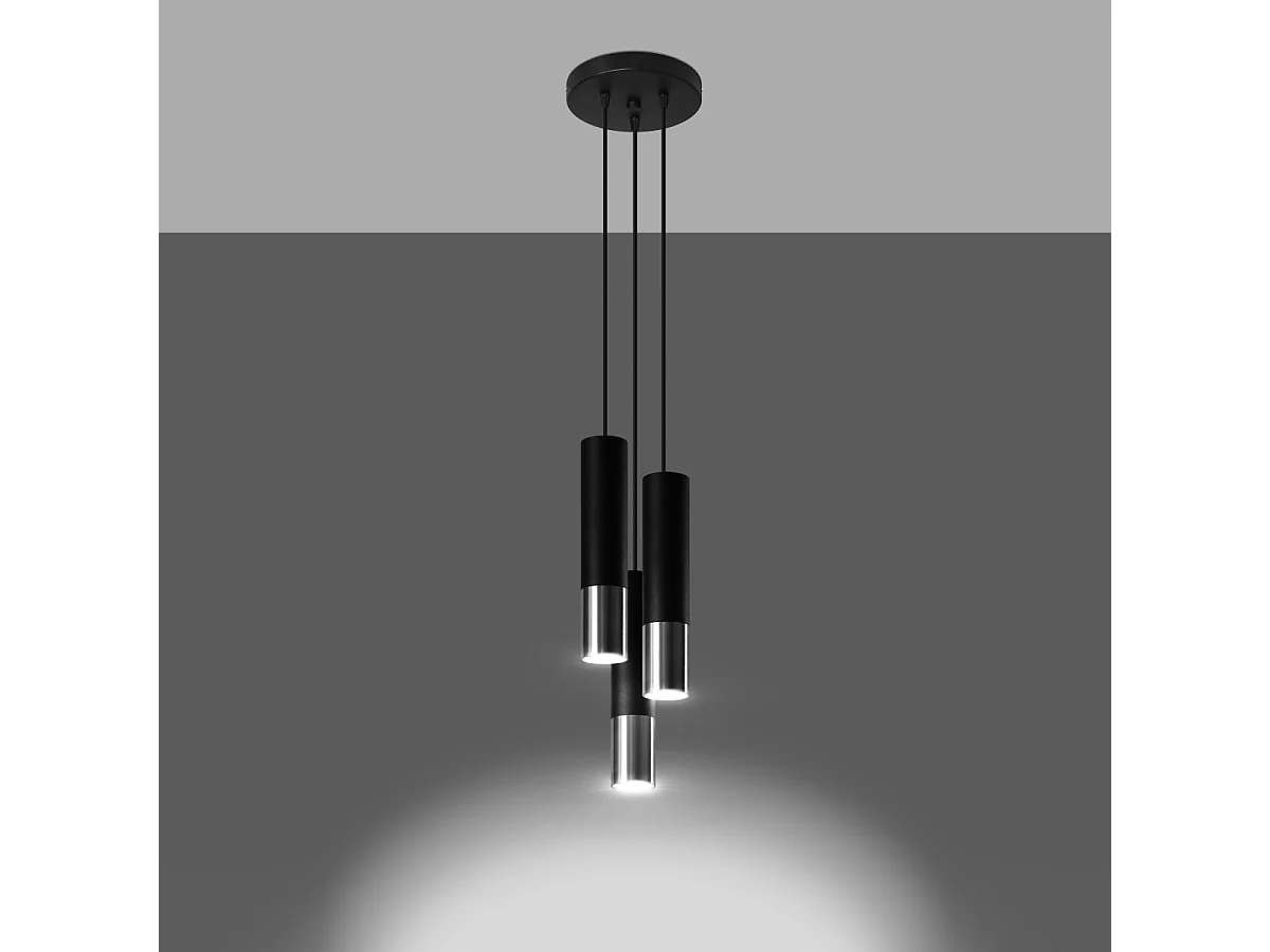 Hanglampen Zarpex modern van - 3 lichtbronnen 3000K - L.20 x H.90 cm - zwart/chroom