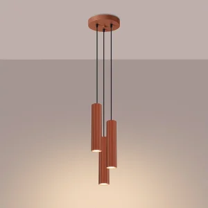 Hanglamp Gloow minimalistisch van – 3 lichtbronnen 3000K – L.19,5 x H.108 cm – rode oker Hanglamp Gloow minimalistisch van – 3 lichtbronnen 3000K – L.19,5 x H.108 cm – rode oker