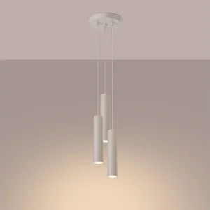 Hanglamp Toris zolder van  – 3 lichtbronnen 3000K – L.19,5 x H.108 cm – beige
