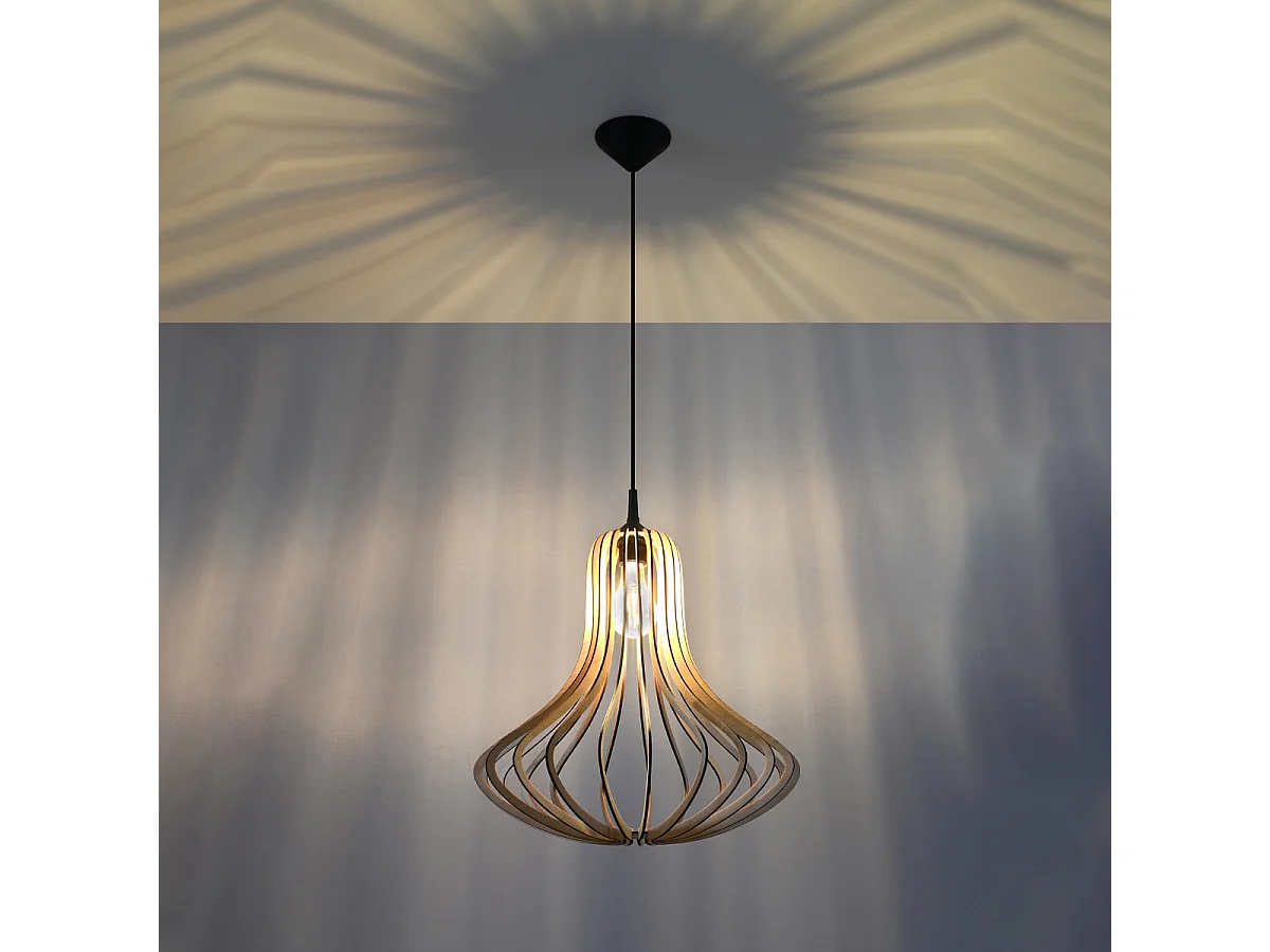 Hanglampen Zenix Scandinavisch van - 1 lichtbronnen 3000K - L.41 x H.110 cm - natuurlijk hout