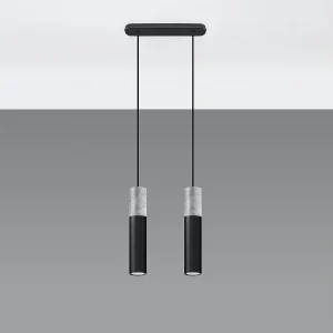 Hanglampen Lume modern van – 2 lichtbronnen 4000K – L.30 x H.90 cm – zwart grijs Hanglampen Lume modern van – 2 lichtbronnen 4000K – L.30 x H.90 cm – zwart grijs
