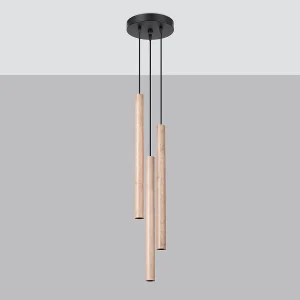 Hanglampen Brill modern van – 3 lichtbronnen 4000K – L.19,5 x H.115 cm – hout Hanglampen Brill modern van – 3 lichtbronnen 4000K – L.19,5 x H.115 cm – hout