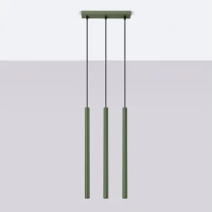 Hanglamp Brill modern van – 3 lichtbronnen 4000K – L.30 x H.94 cm – olijfgroen Hanglamp Brill modern van – 3 lichtbronnen 4000K – L.30 x H.94 cm – olijfgroen