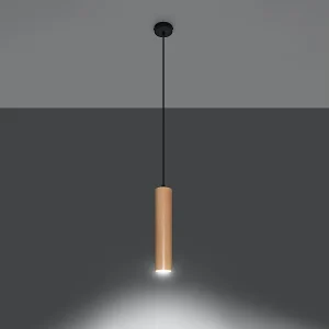 Hanglampen Silno Scandinavisch van  – 1 lichtbronnen 3000K – L.8 x H.105 cm – natuurlijk hout