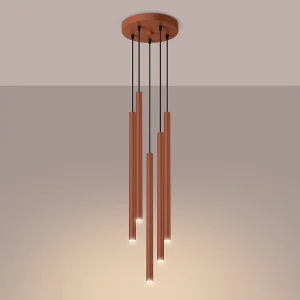 Hanglamp Brill modern van – 5 lichtbronnen 3000K – L.25 x H.104 cm – rode oker Hanglamp Brill modern van – 5 lichtbronnen 3000K – L.25 x H.104 cm – rode oker