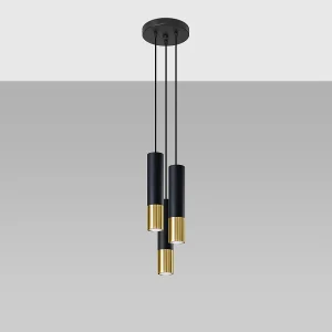 Hanglampen Zarpex modern van – 3 lichtbronnen 4000K – L.20 x H.90 cm – zwart goud Hanglampen Zarpex modern van – 3 lichtbronnen 4000K – L.20 x H.90 cm – zwart goud