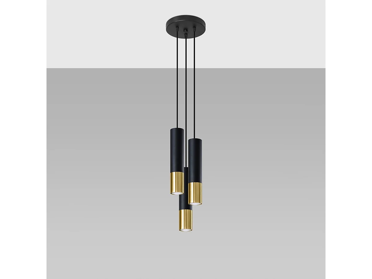 Hanglampen Zarpex modern van - 3 lichtbronnen 4000K - L.20 x H.90 cm - zwart goud