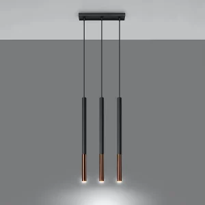 Hanglampen Flar modern van – 3 lichtbronnen 3000K – L.30 x H.90 cm – zwart/koper Hanglampen Flar modern van – 3 lichtbronnen 3000K – L.30 x H.90 cm – zwart/koper