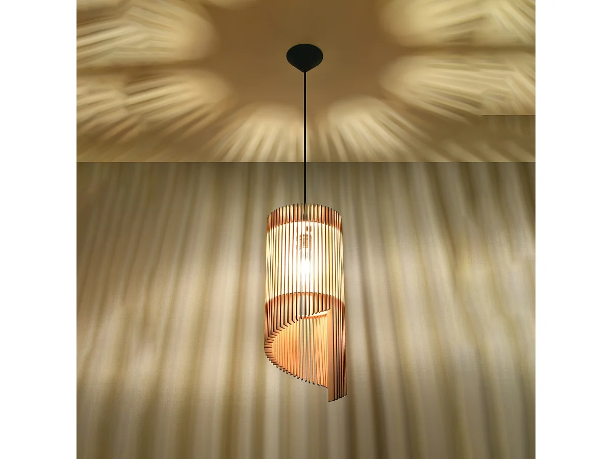 Hanglampen Zenexia Scandinavisch van - 1 lichtbronnen 3000K - L.21 x H.120 cm - natuurlijk hout