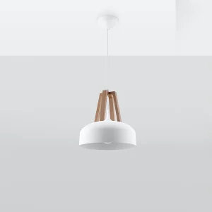 Hanglampen Solivo modern van – 1 lichtbronnen 4000K – L.30 x H.85 cm – wit/natuurlijk hout Hanglampen Solivo modern van – 1 lichtbronnen 4000K – L.30 x H.85 cm – wit/natuurlijk hout