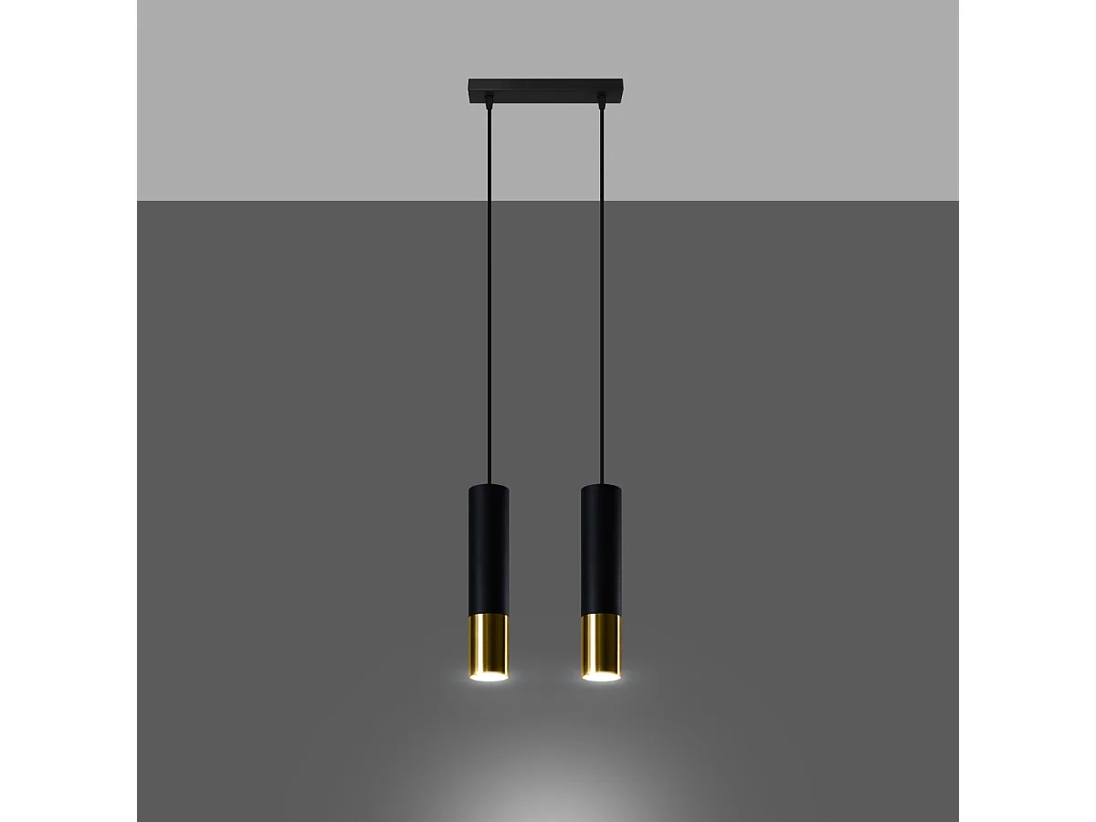 Hanglampen Zarpex modern van - 2 lichtbronnen 3000K - L.30 x H.90 cm - zwart goud