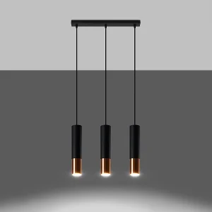 Hanglampen Zarpex modern van – 3 lichtbronnen 3000K – L.45 x H.90 cm – zwart/koper Hanglampen Zarpex modern van – 3 lichtbronnen 3000K – L.45 x H.90 cm – zwart/koper