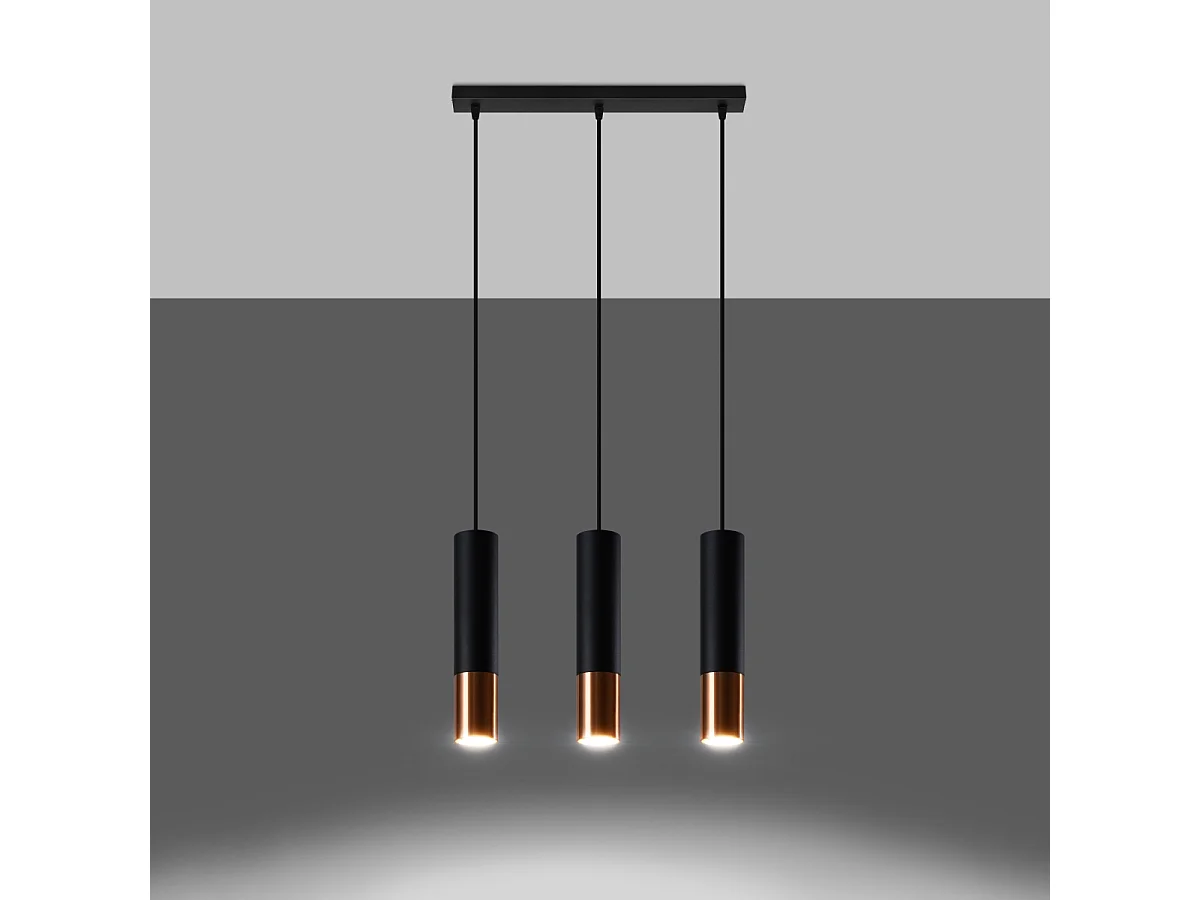 Hanglampen Zarpex modern van - 3 lichtbronnen 3000K - L.45 x H.90 cm - zwart/koper