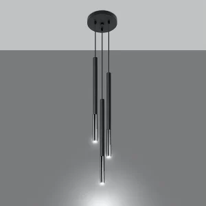 Hanglampen Flar modern van – 3 lichtbronnen 3000K – L.20 x H.90 cm – zwart/chroom Hanglampen Flar modern van – 3 lichtbronnen 3000K – L.20 x H.90 cm – zwart/chroom