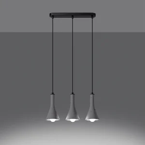 Hanglampen Lum modern van – 3 lichtbronnen 3000K – L.46 x H.110 cm – grijs Hanglampen Lum modern van – 3 lichtbronnen 3000K – L.46 x H.110 cm – grijs