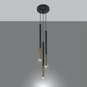 Hanglampen Flar modern van – 3 lichtbronnen 3000K – L.20 x H.90 cm – zwart goud Hanglampen Flar modern van – 3 lichtbronnen 3000K – L.20 x H.90 cm – zwart goud