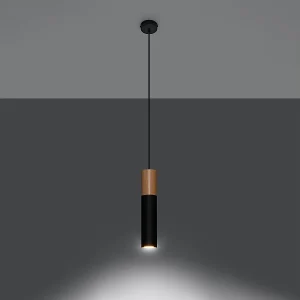 Hanglampen Poblano modern van – 1 lichtbronnen 3000K – L.8 x H.105 cm – natuurlijk hout/zwart Hanglampen Poblano modern van – 1 lichtbronnen 3000K – L.8 x H.105 cm – natuurlijk hout/zwart