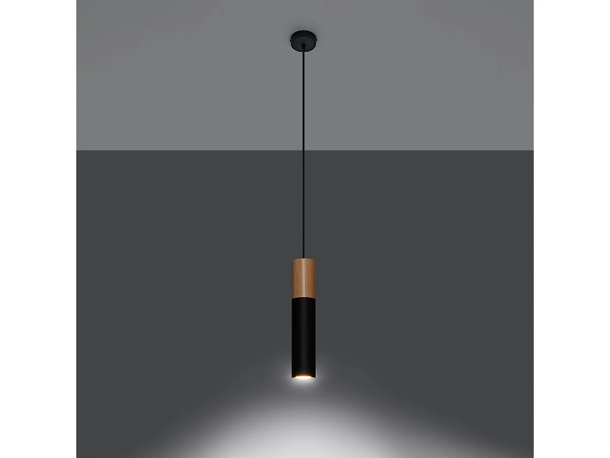Hanglampen Poblano modern van - 1 lichtbronnen 3000K - L.8 x H.105 cm - natuurlijk hout/zwart