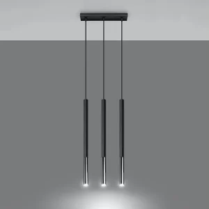 Hanglampen Flar modern van – 3 lichtbronnen 3000K – L.30 x H.90 cm – zwart/chroom Hanglampen Flar modern van – 3 lichtbronnen 3000K – L.30 x H.90 cm – zwart/chroom