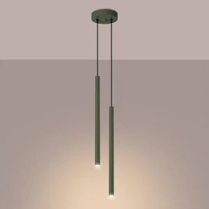 Hanglamp Brill modern van – 2 lichtbronnen 3000K – L.15 x H.104 cm – olijfgroen Hanglamp Brill modern van – 2 lichtbronnen 3000K – L.15 x H.104 cm – olijfgroen